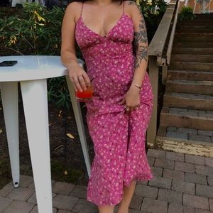 Rosy Pink summer dress with flower pattern